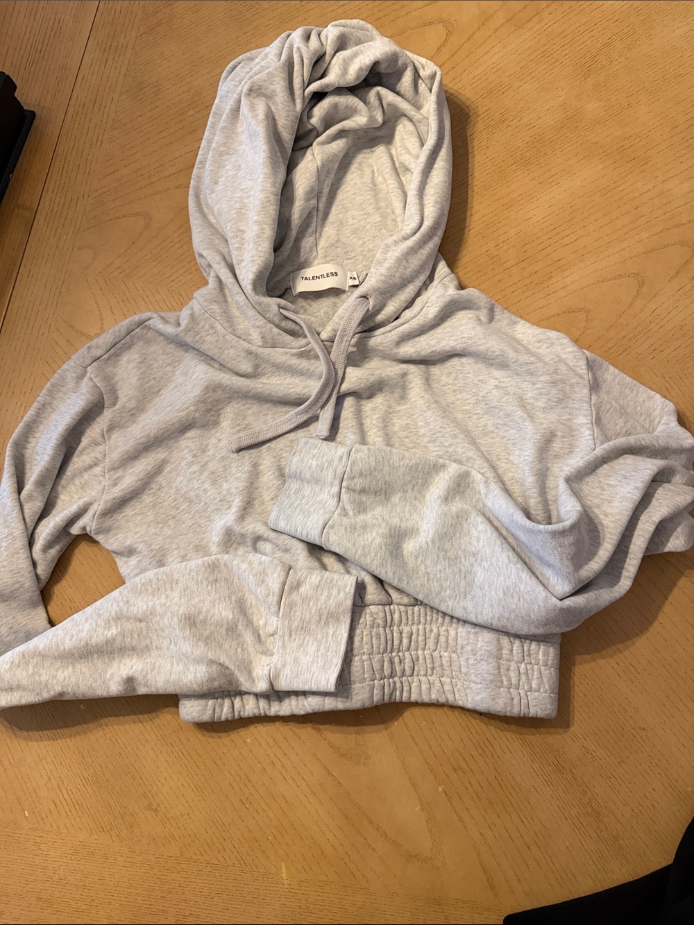 TALENTLESS Heather Light Gray Cropped Hoodie